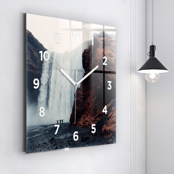 Reloj de pared cuadrado Cascada Paisaje de Islandia