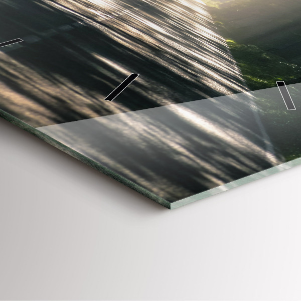 Reloj de pared cuadrado Carretera forestal y rayas de sol