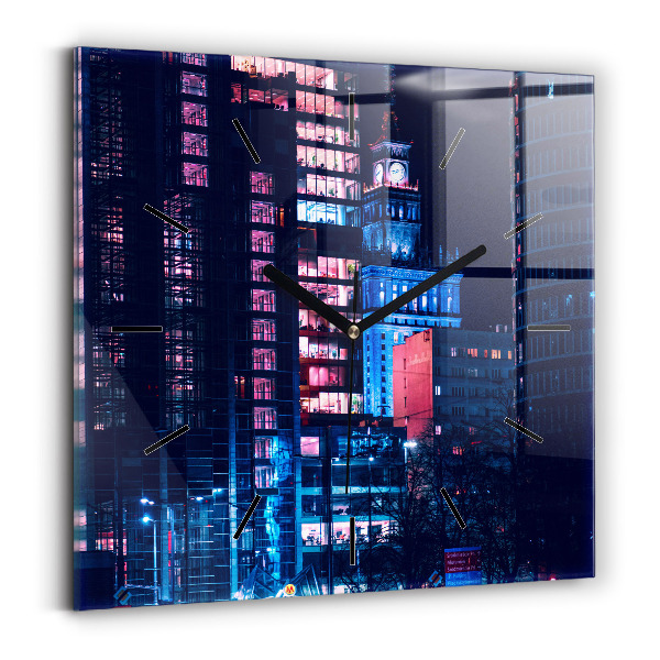 Reloj de pared cuadrado Varsovia de noche