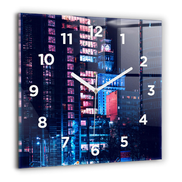 Reloj de pared cuadrado Varsovia de noche