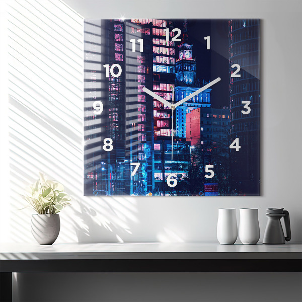 Reloj de pared cuadrado Varsovia de noche