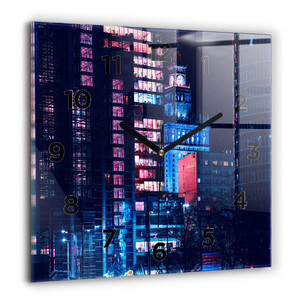Reloj de pared cuadrado Varsovia de noche