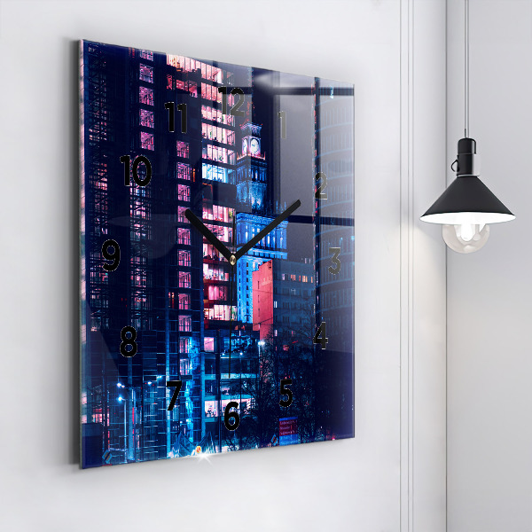 Reloj de pared cuadrado Varsovia de noche