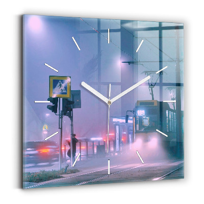 Reloj cuadrado Varsovia en la niebla