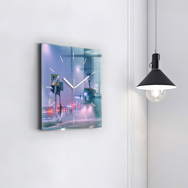 Reloj cuadrado Varsovia en la niebla