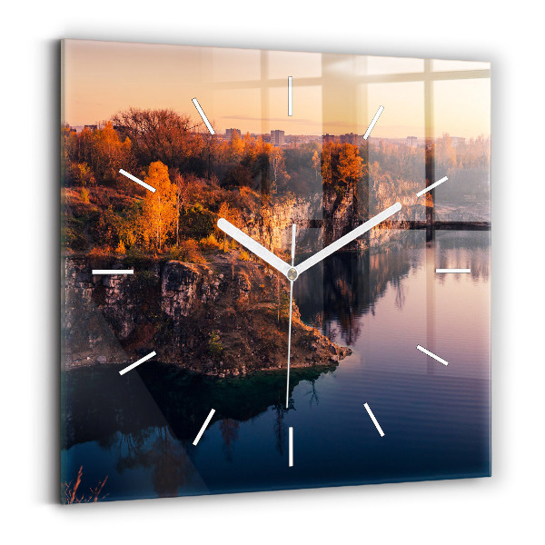 Reloj de pared cuadrado Cracovia Lago Zakrzówek Otoño