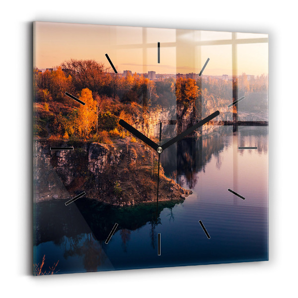 Reloj de pared cuadrado Cracovia Lago Zakrzówek Otoño