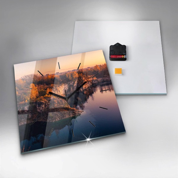 Reloj de pared cuadrado Cracovia Lago Zakrzówek Otoño