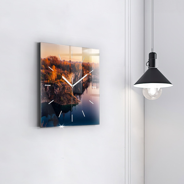 Reloj de pared cuadrado Cracovia Lago Zakrzówek Otoño