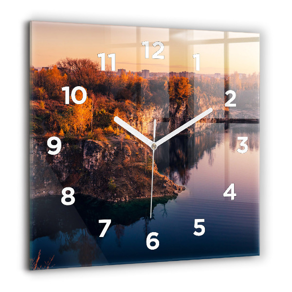 Reloj de pared cuadrado Cracovia Lago Zakrzówek Otoño