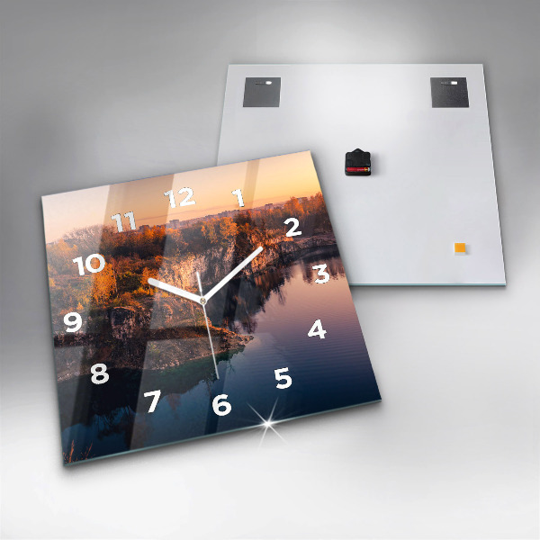 Reloj de pared cuadrado Cracovia Lago Zakrzówek Otoño