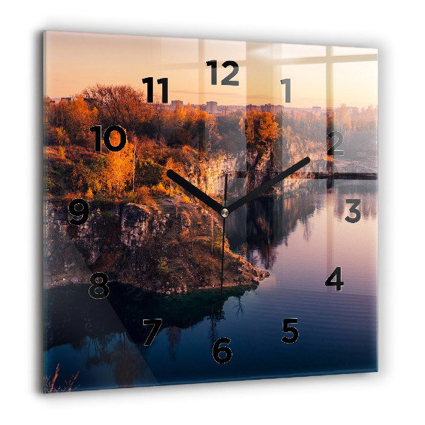 Reloj de pared cuadrado Cracovia Lago Zakrzówek Otoño