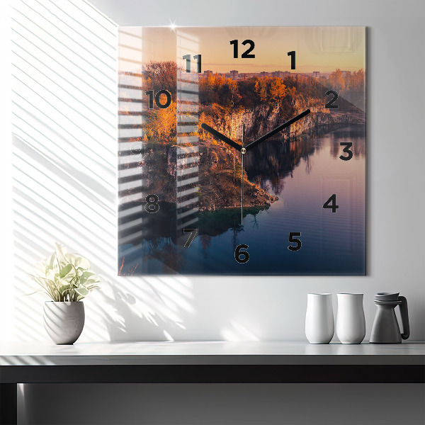 Reloj de pared cuadrado Cracovia Lago Zakrzówek Otoño