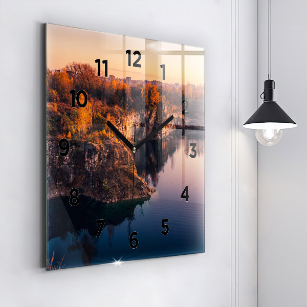 Reloj de pared cuadrado Cracovia Lago Zakrzówek Otoño