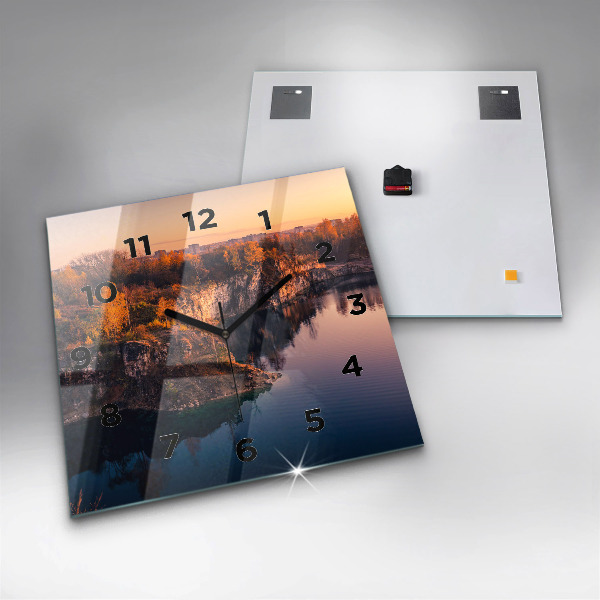 Reloj de pared cuadrado Cracovia Lago Zakrzówek Otoño