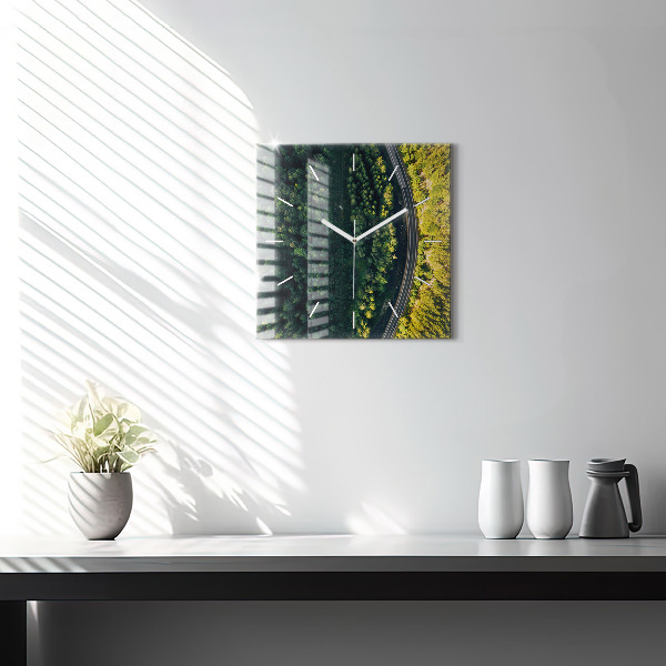 Reloj cuadrado Bosque a vista de pájaro