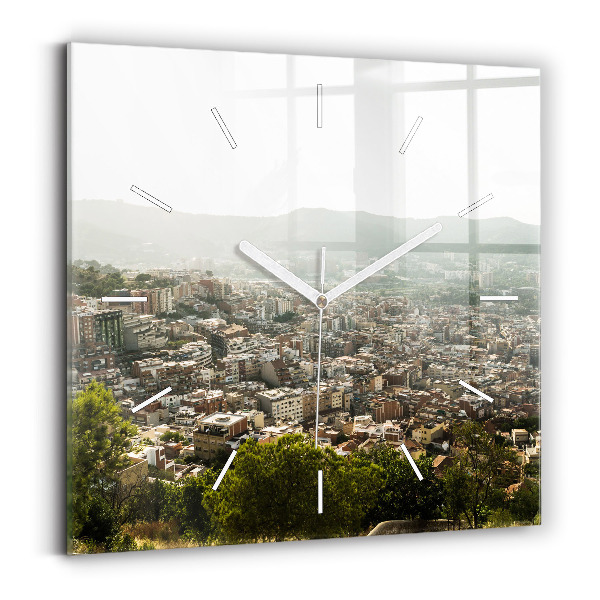 Reloj cuadrado Vista de Montjuic en Barcelona