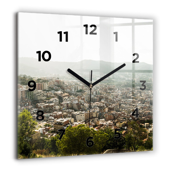 Reloj cuadrado Vista de Montjuic en Barcelona