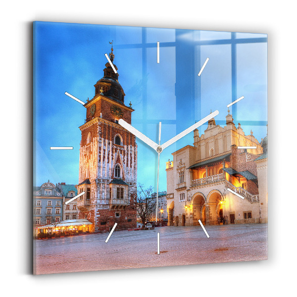 Reloj de pared cuadrado Plaza del Mercado Principal en Cracovia