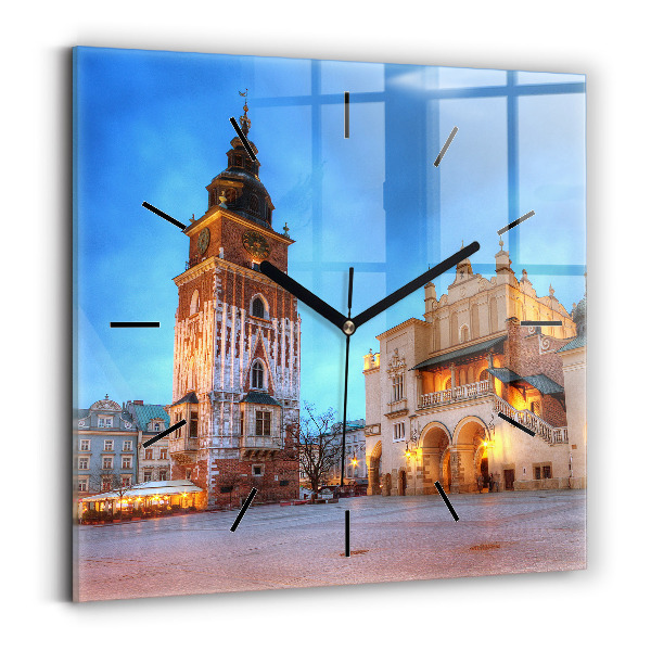 Reloj de pared cuadrado Plaza del Mercado Principal en Cracovia