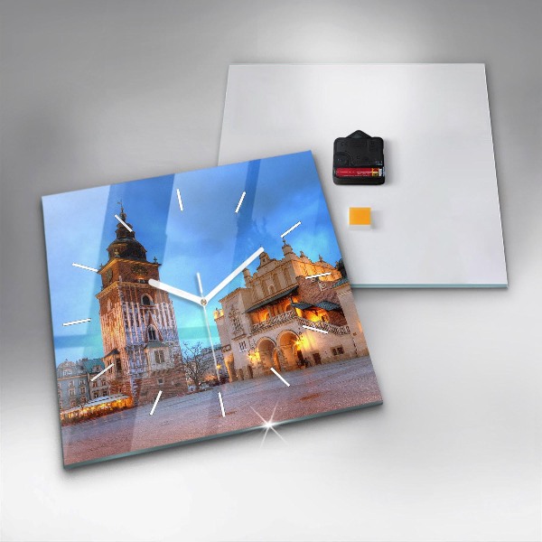 Reloj de pared cuadrado Plaza del Mercado Principal en Cracovia