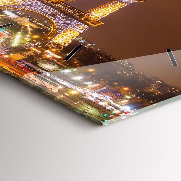 Reloj de pared cuadrado Torre Eiffel iluminada