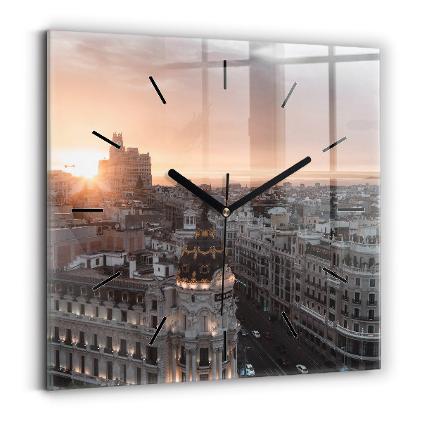 Reloj de pared cuadrado Ciudades al atardecer