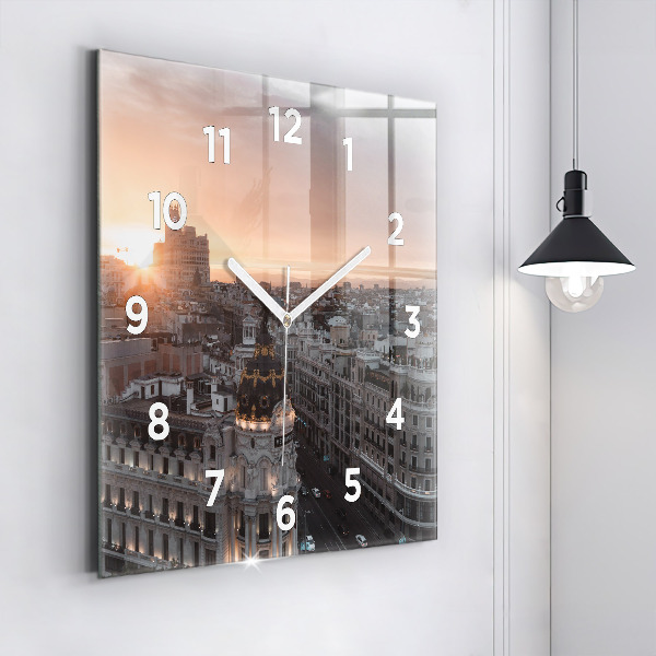 Reloj de pared cuadrado Ciudades al atardecer