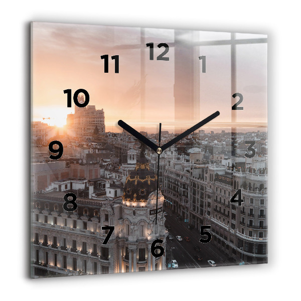 Reloj de pared cuadrado Ciudades al atardecer