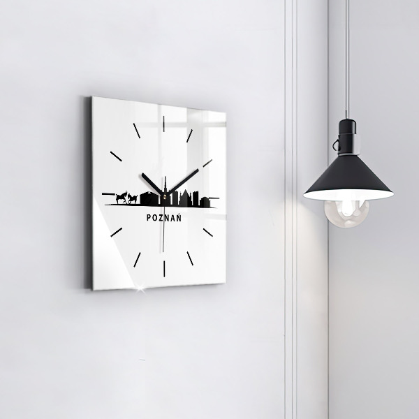 Reloj de pared cuadrado Gráfico del horizonte de Poznan