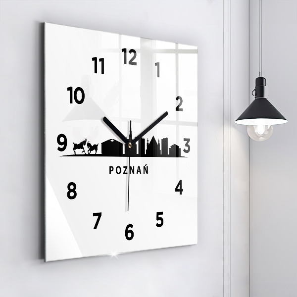 Reloj de pared cuadrado Gráfico del horizonte de Poznan