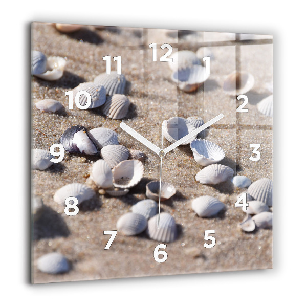 Reloj de pared cuadrado Conchas en la playa