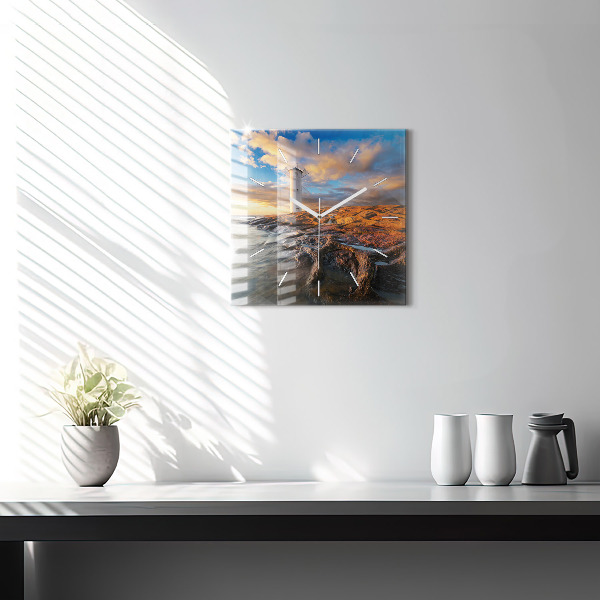 Reloj de pared cuadrado Faro y mar Báltico