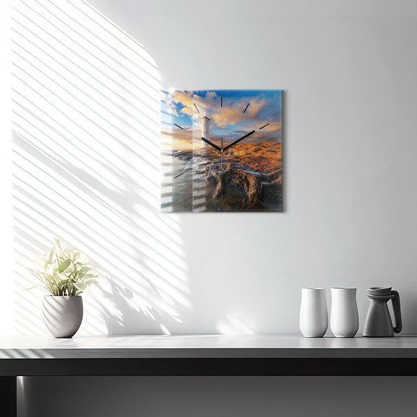 Reloj de pared cuadrado Faro y mar Báltico