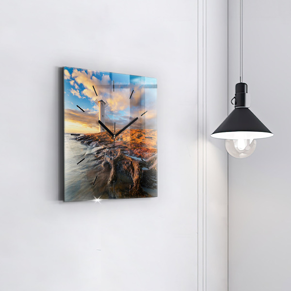 Reloj de pared cuadrado Faro y mar Báltico