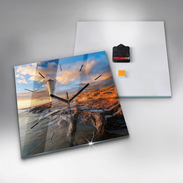 Reloj de pared cuadrado Faro y mar Báltico