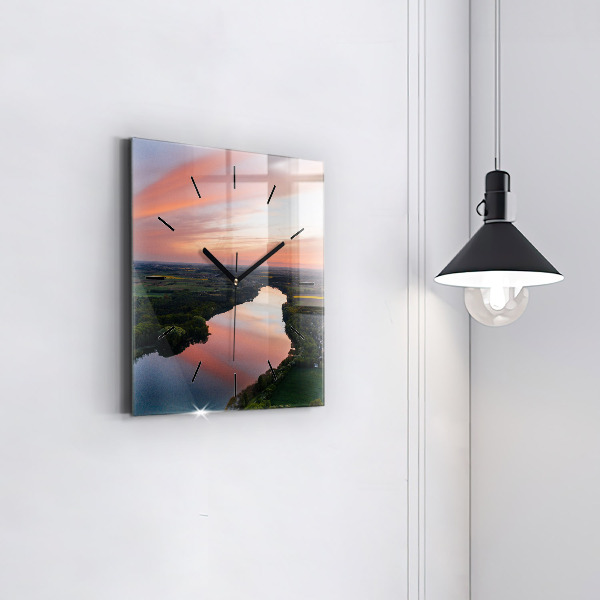 Reloj cuadrado Lago a vista de pájaro