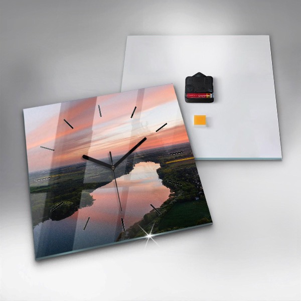 Reloj cuadrado Lago a vista de pájaro