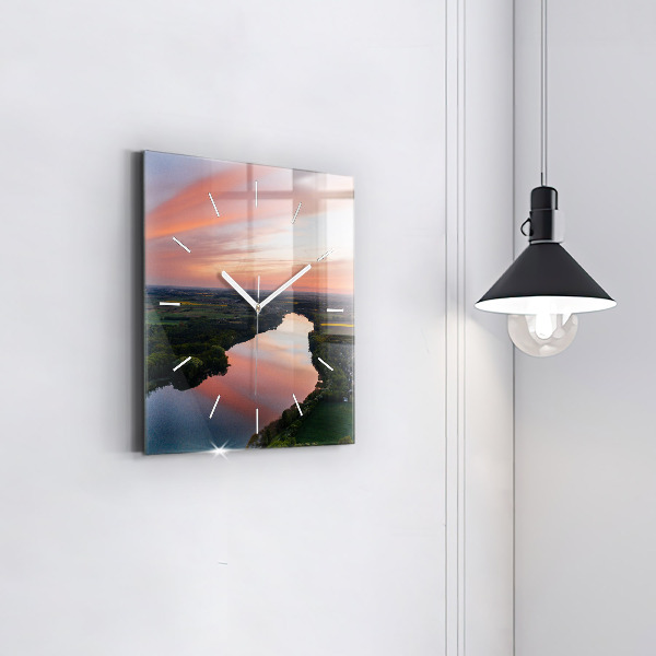 Reloj cuadrado Lago a vista de pájaro