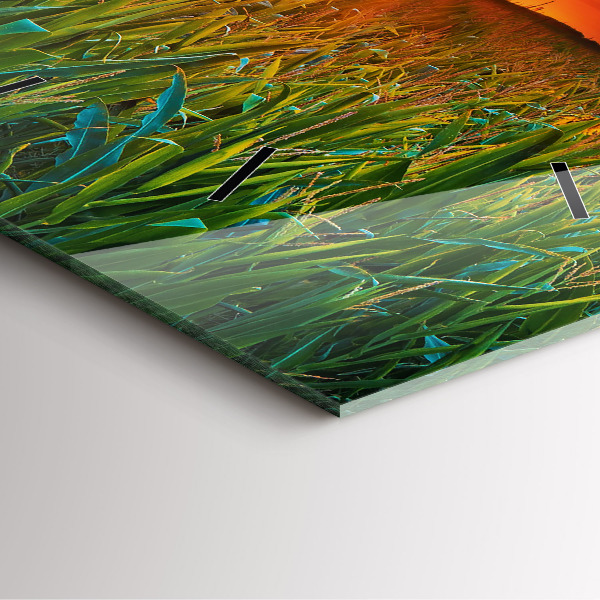 Reloj de pared cuadrado Girasoles en un prado