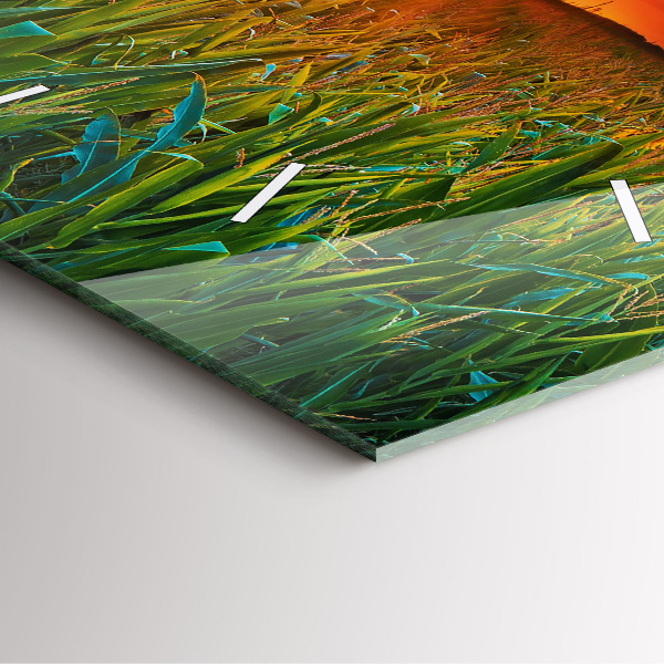 Reloj de pared cuadrado Girasoles en un prado