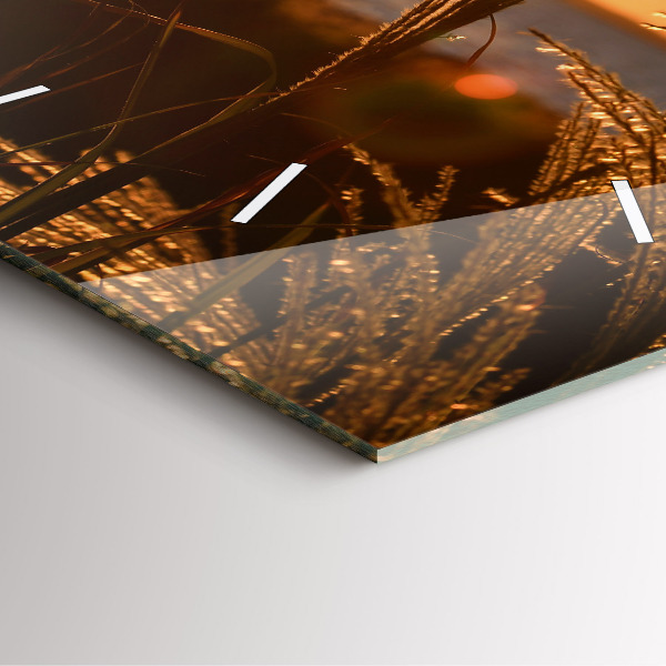 Reloj cuadrado Trigo en la hora dorada