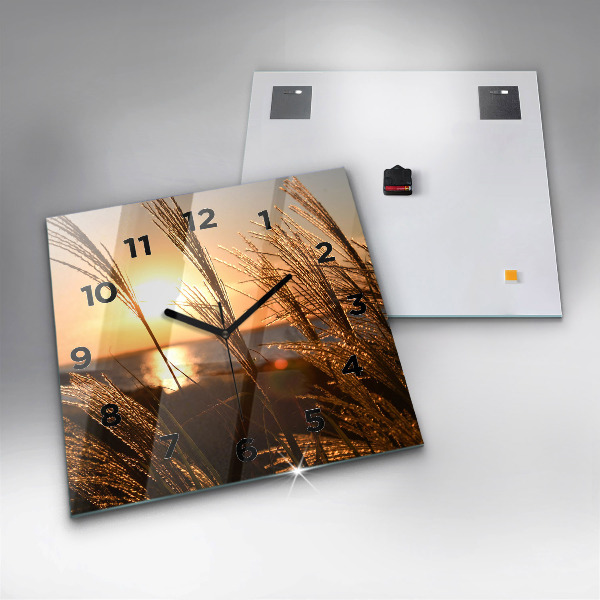 Reloj cuadrado Trigo en la hora dorada