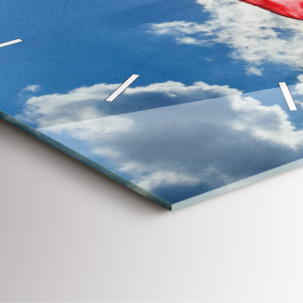 Reloj de pared cuadrado Bandera polaca contra el cielo