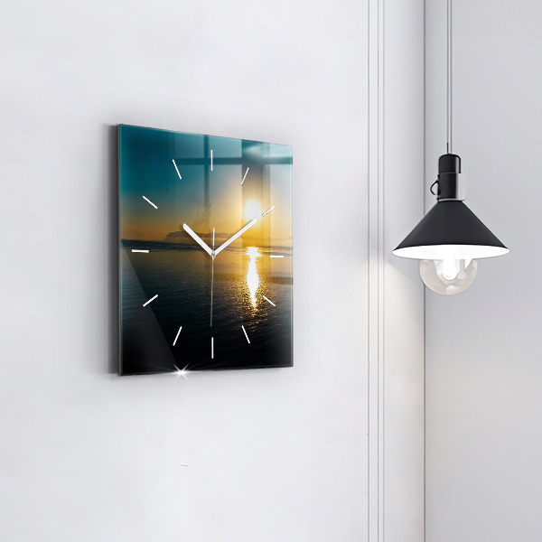 Reloj de pared cuadrado Paisaje al amanecer