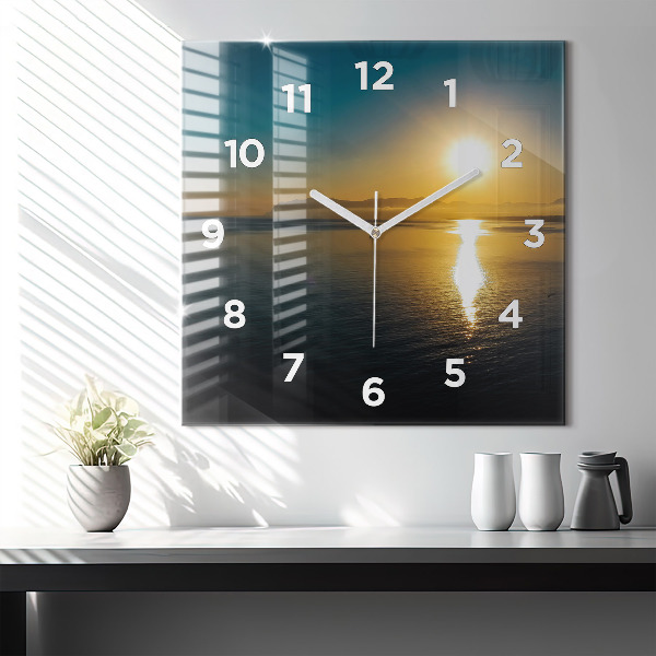 Reloj de pared cuadrado Paisaje al amanecer