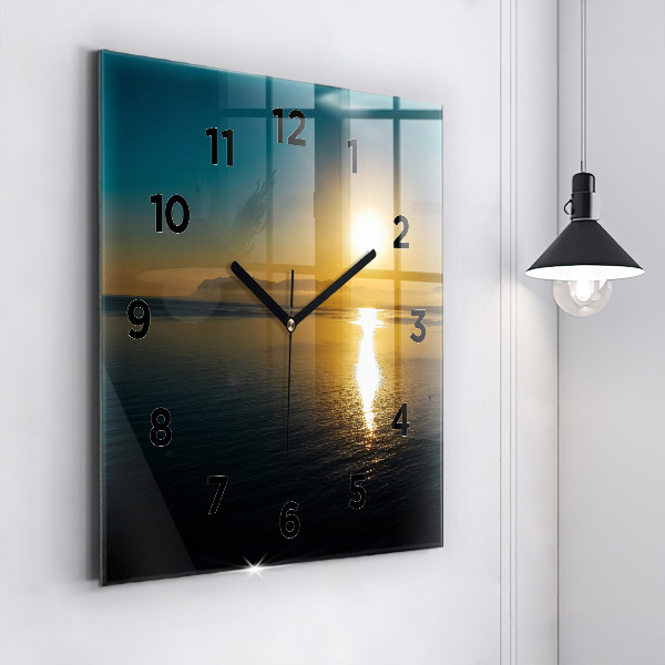 Reloj de pared cuadrado Paisaje al amanecer