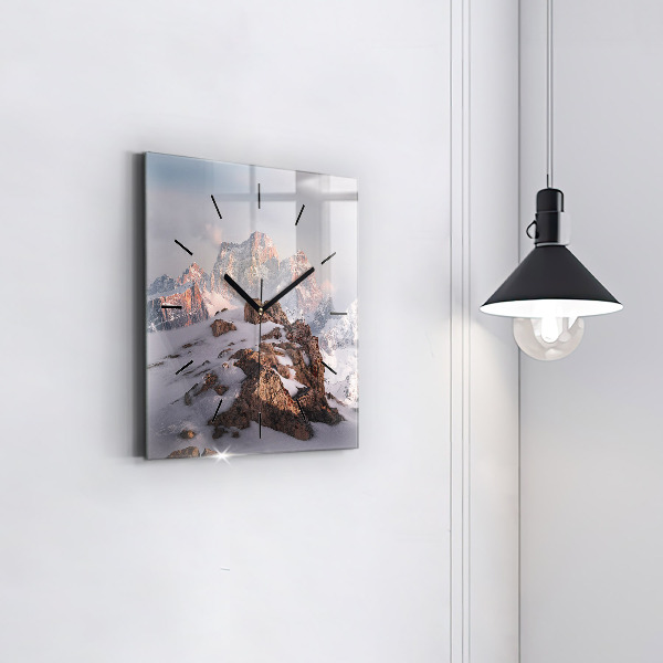 Reloj cuadrado Montaña cubierta de nieve