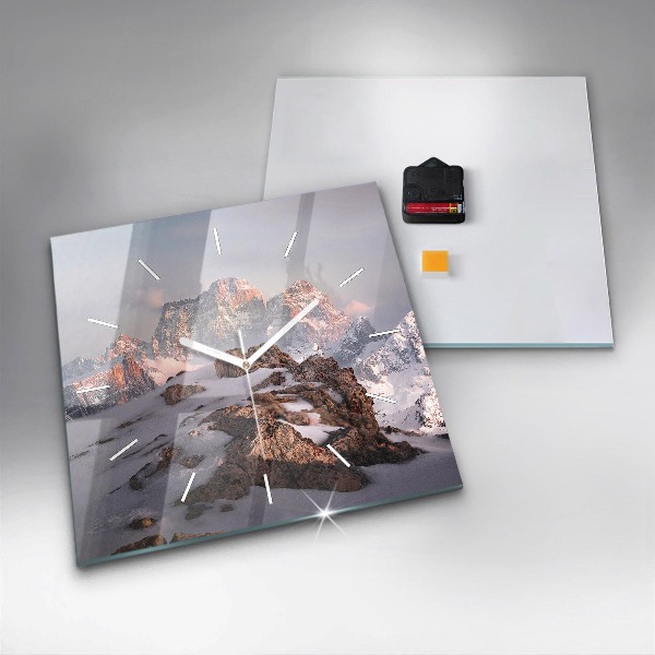 Reloj cuadrado Montaña cubierta de nieve