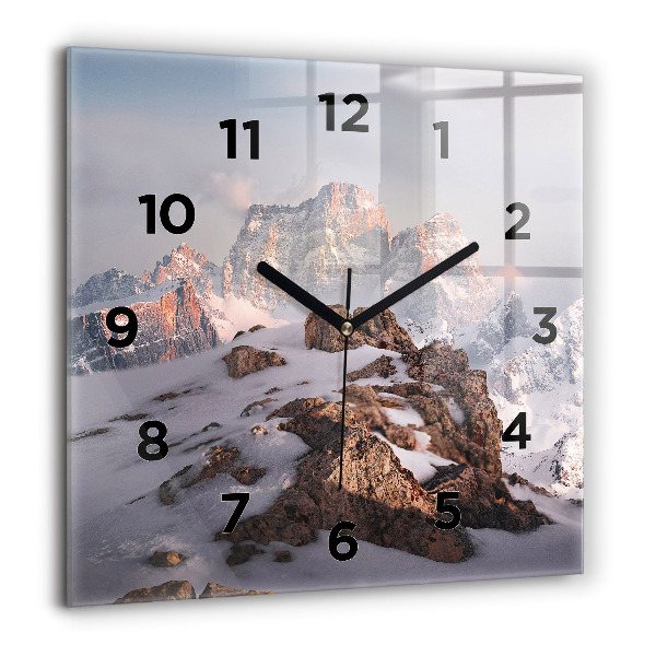 Reloj cuadrado Montaña cubierta de nieve